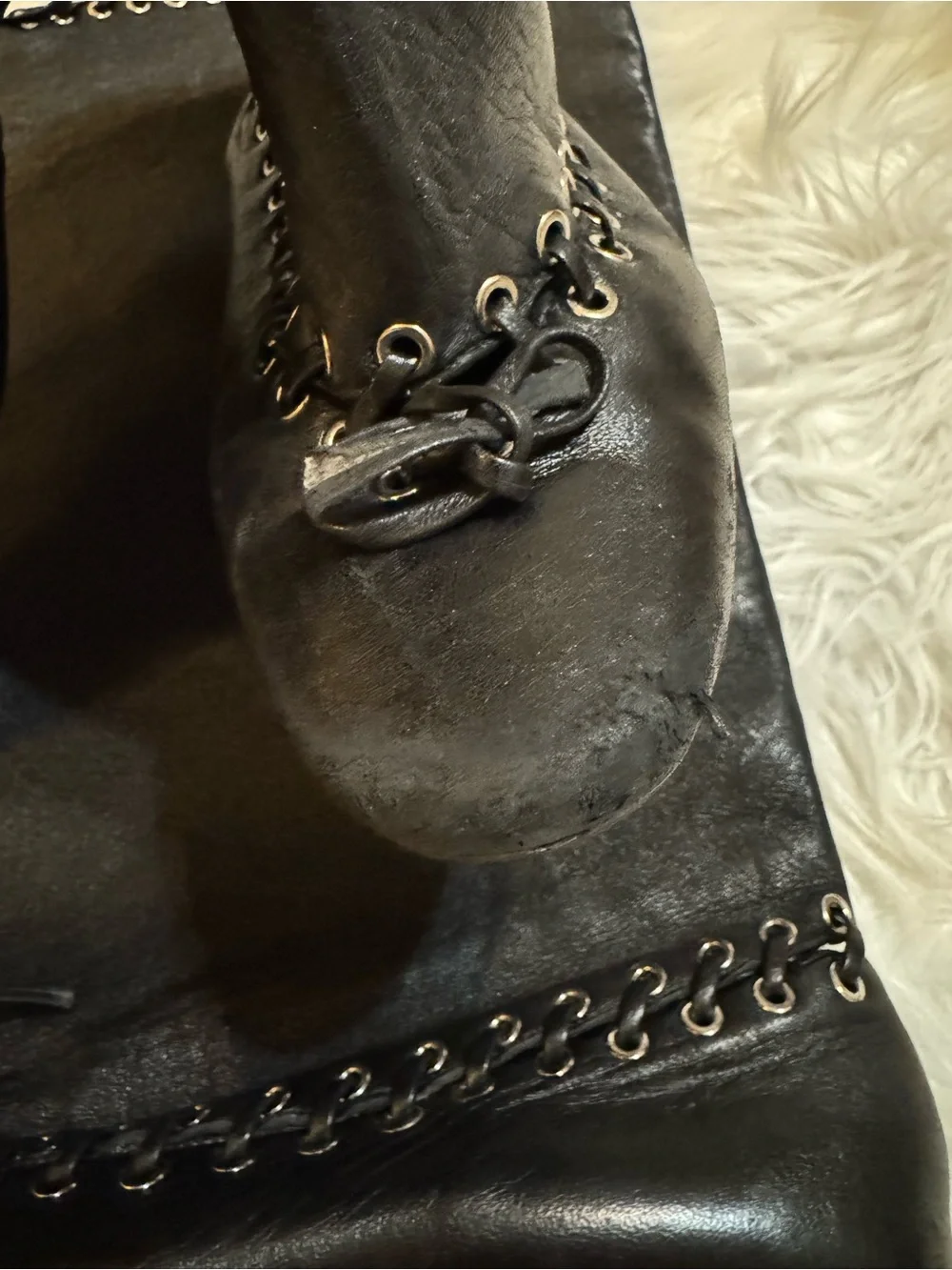 August Barron ALL-IN Leather Flat Boots Black